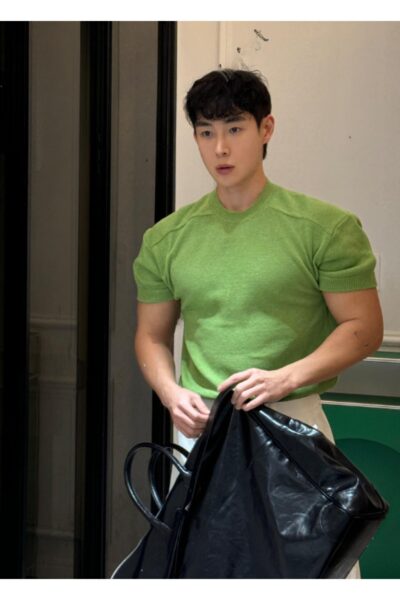 로프 린넨 반팔 니트(여름,신상,인기,어깡,절개,머슬핏,데일리,주문폭주)