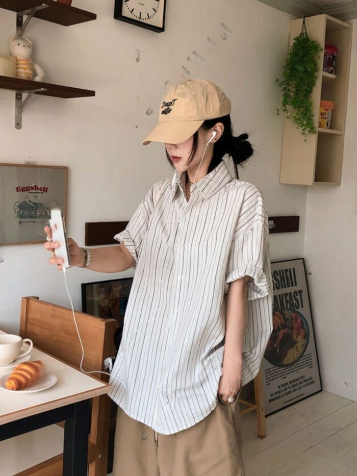 라토 파이반팔셔츠(여름신상, 셋업, 스트라이프, 시어서커)