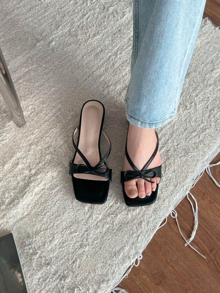 피카소2 picaso2 여름신상추천)가죽스트랩엑싱꼬임 리본 슬리퍼힐 4cm, 4093chom