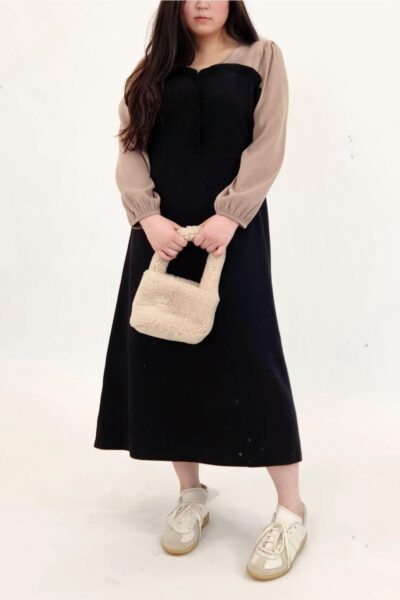 땡글 세일 배색 끈 원피스 레이어드