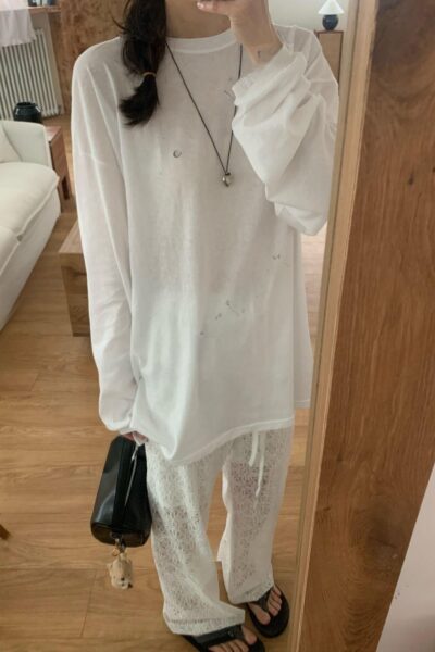 forneed 포니드 보부 썸머 긴팔티 여름 긴팔티셔츠 박시 티셔츠 얇은티 t