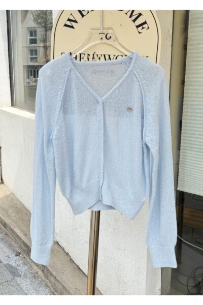 패턴 로엔가디건_봄여름신상 부클 크롭 팬던트 Knit Cardigan 국내낱장