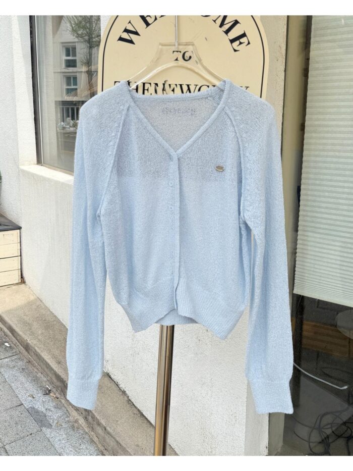 패턴 로엔가디건_봄여름신상 부클 크롭 팬던트 Knit Cardigan 국내낱장
