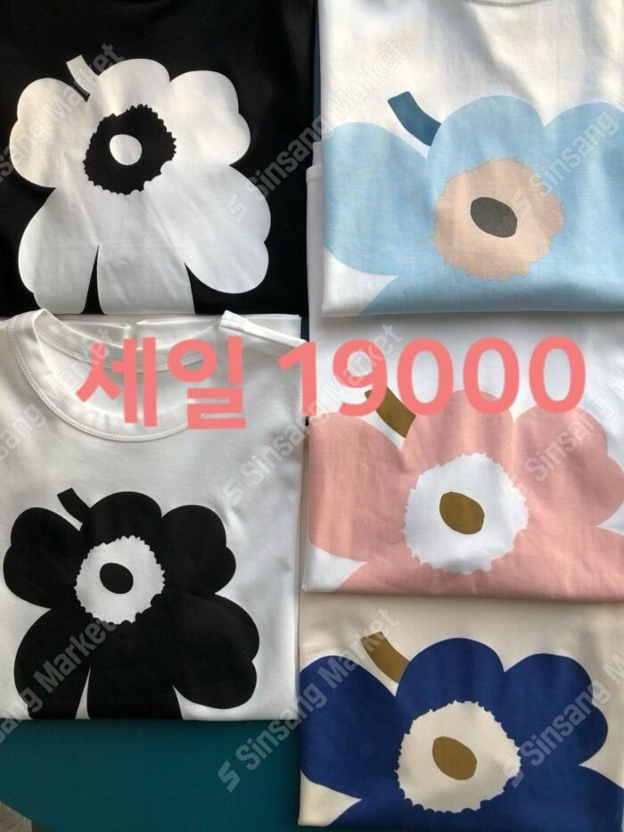 루디아2 꽃한송이프린트면티 24% 셰일