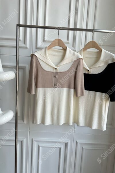 Arles 아를 세일 세일 세일 lav 투블럭니팅카라 55% 셰일
