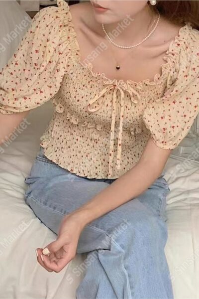 NDND 창고정리 땡세일) 스퀘어 스모크 블라우스 60% 셰일