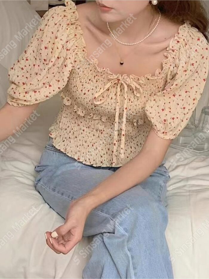 NDND 창고정리 땡세일) 스퀘어 스모크 블라우스 60% 셰일