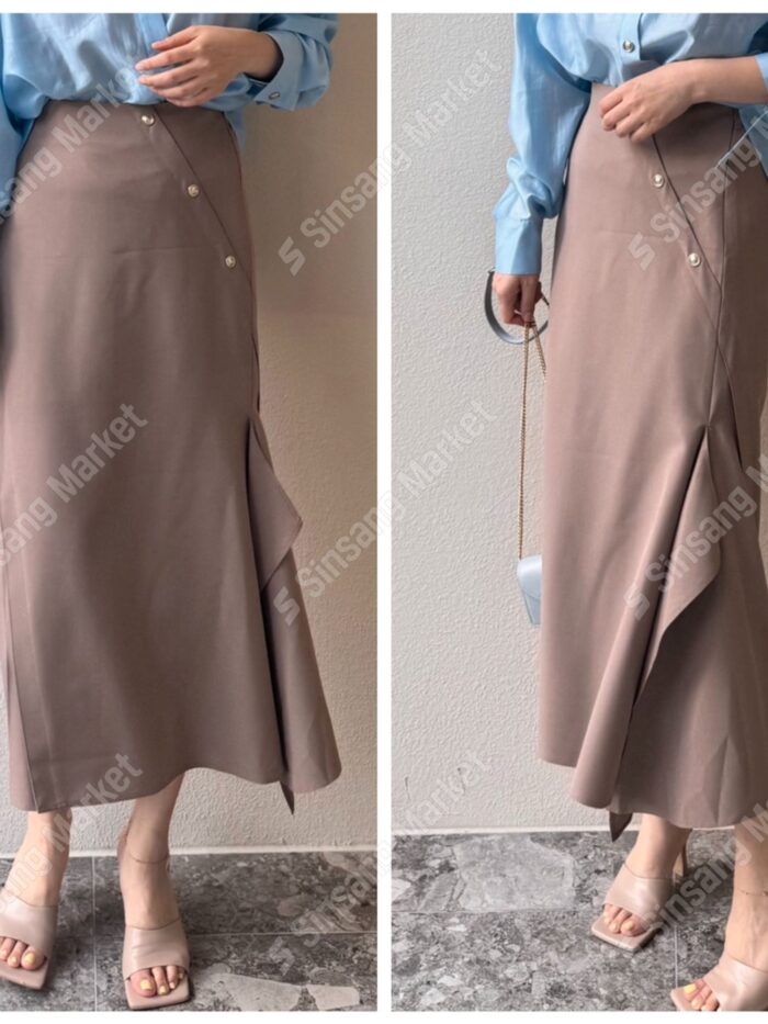 Costume 커스텀 버튼 디테일 언밸런스 스커트 30% 셰일